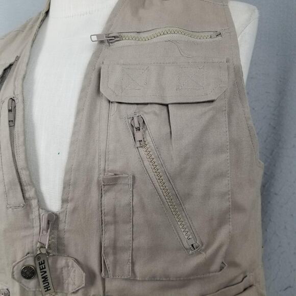 Humvee Vest Mens XS Khaki Safari Fishing Photo Travel Multi Pocket Utility - Picture 7 of 16